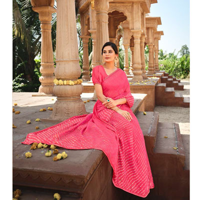 "Fancy Silk Saree Seymore Kesaria -11370 (Express Delivery) - Click here to View more details about this Product